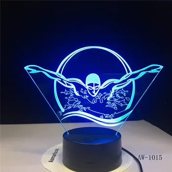 Плувен Акрилни led 3D лека нощ USB 7 Цвята С Дистанционно Лампа, Креативна Детска Лампа За Сън, най-Добрата Играчка, Подаръци AW-1015