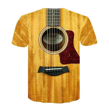 Нова Мъжка Тениска С 3d Гитарным Принтом, Модна Тениска С Къс Ръкав За Всеки Ден, Музикална Интересна Жена Кошмарен Дрехи, Блузи