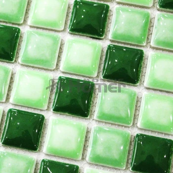 доставката е безплатна! многопластова дълбока и светло зелена смес от керамична мозайка плочки в листа за мозайка, плочки за баня и душ зелена кухня плочки