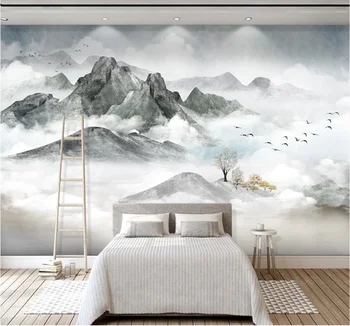 xuesu Китайската художествена концепция чернильная пейзаж живопис ТЕЛЕВИЗИЯ разтегателен тапети за спални по поръчка рисувани стенни 8D водоустойчив стенни плат