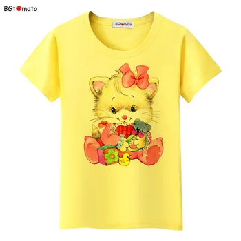 BGtomato Супер сладка лятна тениска с сладък котка за жените, оригинален марка, с добро качество, ежедневни блузи, Топла разпродажба, индивидуални