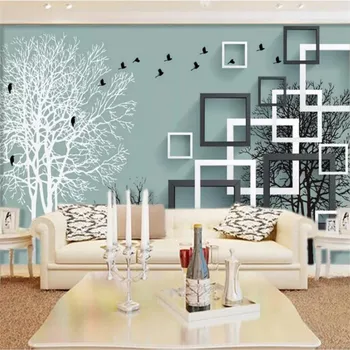Потребителски тапети стерео 3D стенопис абстрактен гора летящи птици фон стенни боядисване тапети начало декор фреска, 3d тапети