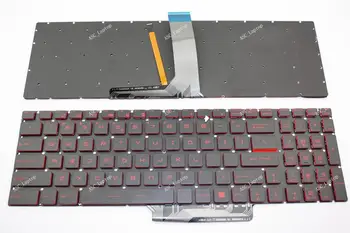 Новата клавиатура QWERTY на американски и английски език за лаптоп MSI GV62 GV72 GV62VR GV72VR GL63 GL73, С ЧЕРВЕНА ПОДСВЕТКА, БЕЗ рамка С червен печат