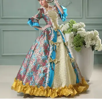 Средновековна рокля от Епохата на Възраждането, рокли на кралицата принцеса, cosplay, Викторианската Готик, Мария-Антоанета, гражданската война Колониалната Красавица, бална рокля