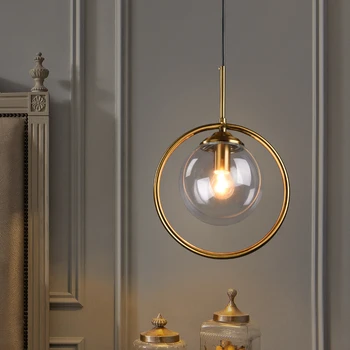 Скандинавски Дизайн Висящи Лампи стъклена топка лампа с Трапезария и спалня бар Кухня нощни Лампа, окачена блясък
